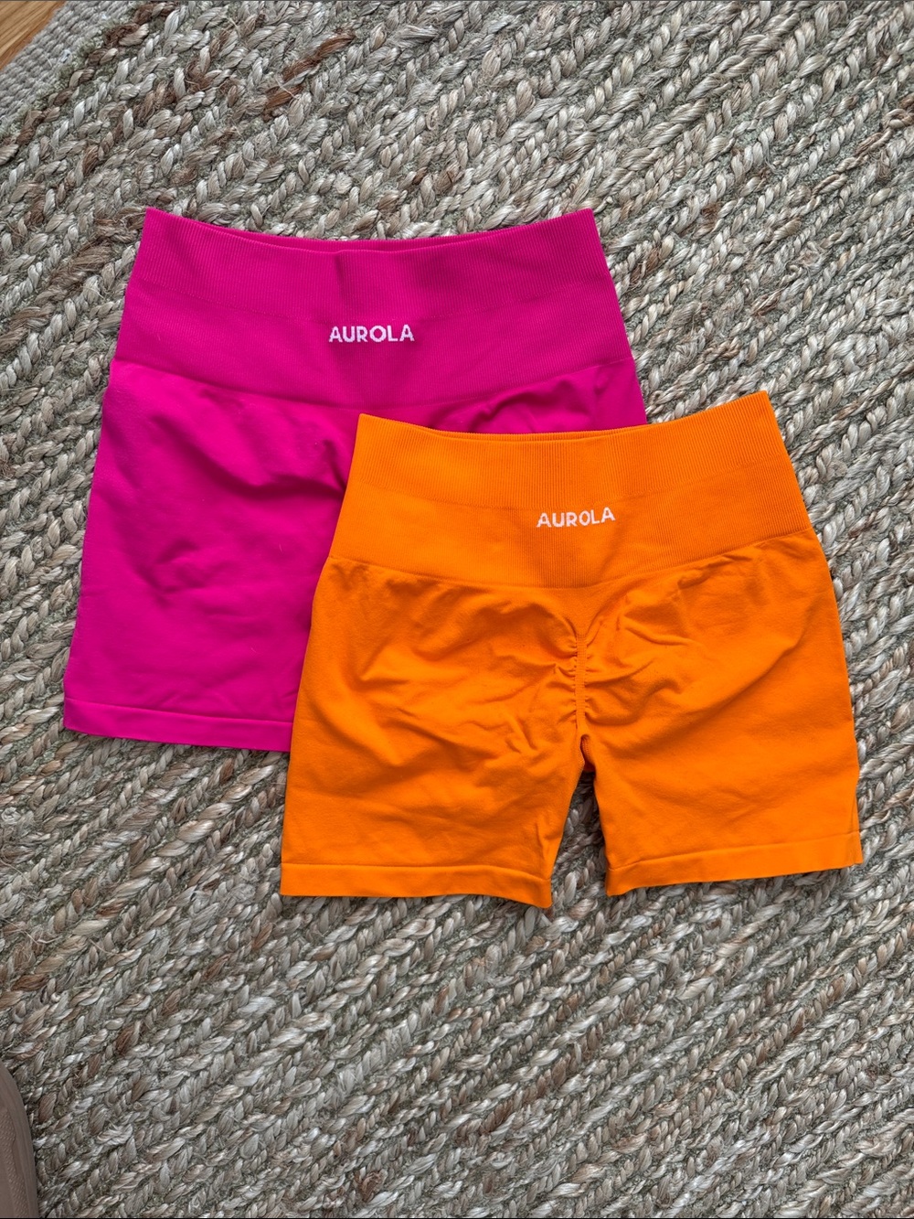 Aurola High-Waist Active Shorts — Pink & Orange